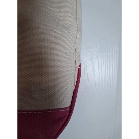 LL Bean Boat & Tote Pink Accents Canvas Tote Bag Monogram Carley - Picture 2 of 10